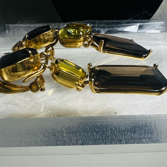 ESTATE BRONZE STERLING SILVER
SMOKY QUARTZ LABRADORITE
SIGNED BOUNKITT EARRINGS - Picture 6 of 8